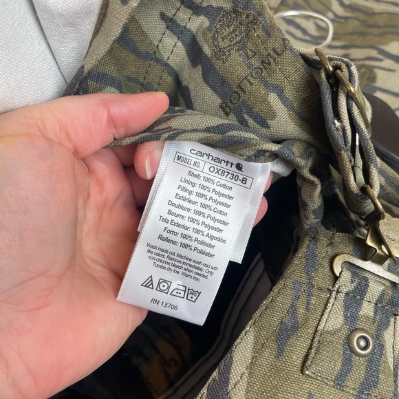 CARHARTT NWT Boys Size 8 Insulated Quilted Camo Mossy Oak Bibs Overalls Camo - Picture 4 of 7